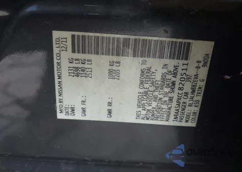 2012 Nissan Maxima 3.5 Sv z USA, uszkodzony, nr VIN 1N4AA5APXCC820511